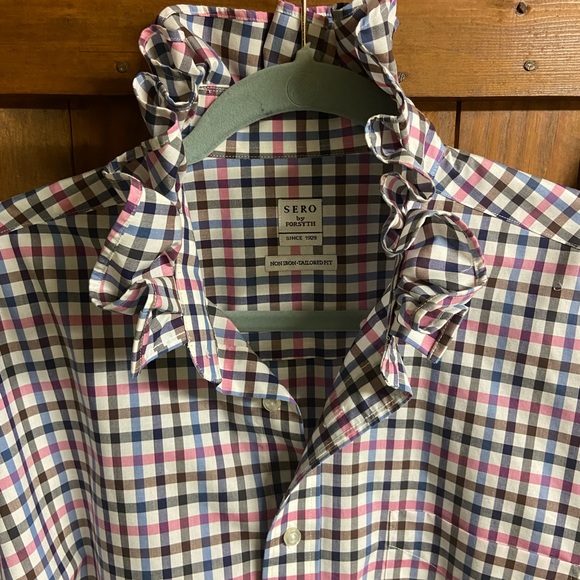 Upcycled men’s shirt to Ladies ruffle collar blouse - Picture 2 of 2